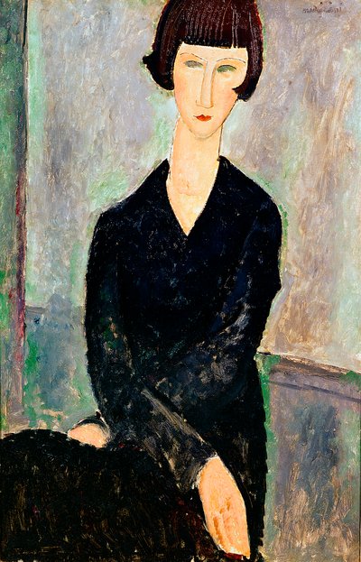 Vrouw in Zwarte Jurk door Amedeo Modigliani